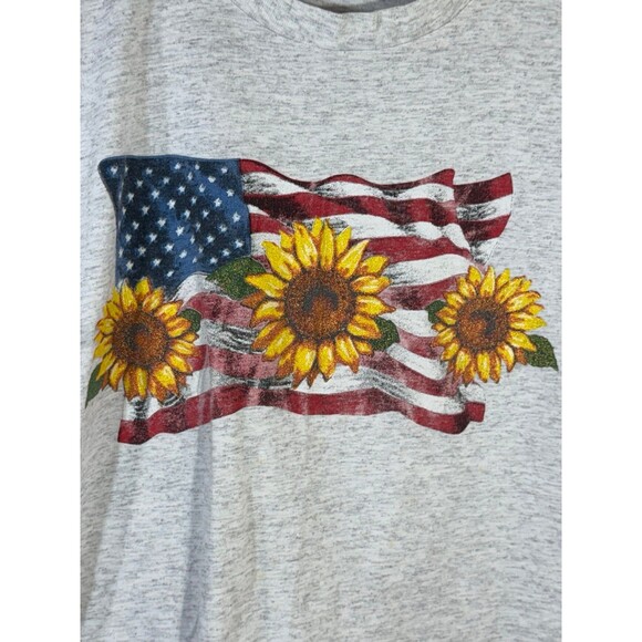 Vintage American Flag Sunflower Shirt Volunteer Large L USA - Picture 4 of 9